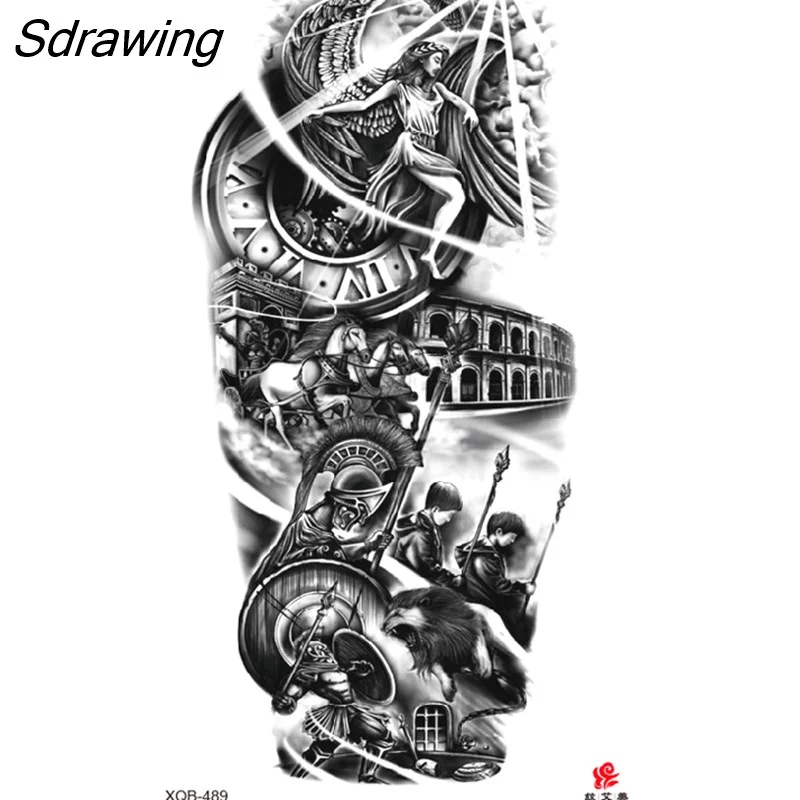 Sdrawing Waterproof Lasting Temporary Tattoo Flower Arm Tattoo Stickers Dark Hot Girl Snake Tiger Lion Fake Tattoo for Women Gifts 328-0