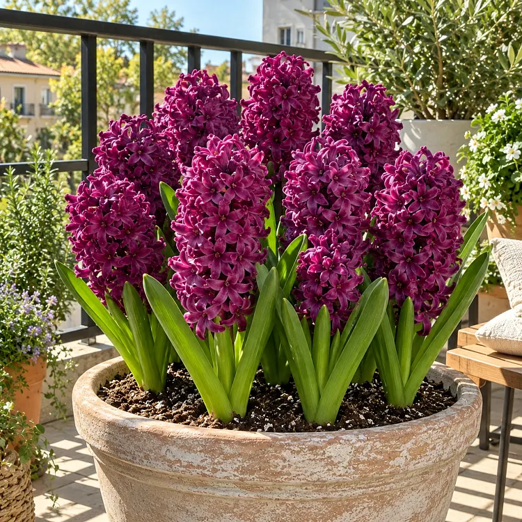 Hyacinth bulb growing and developing in water
