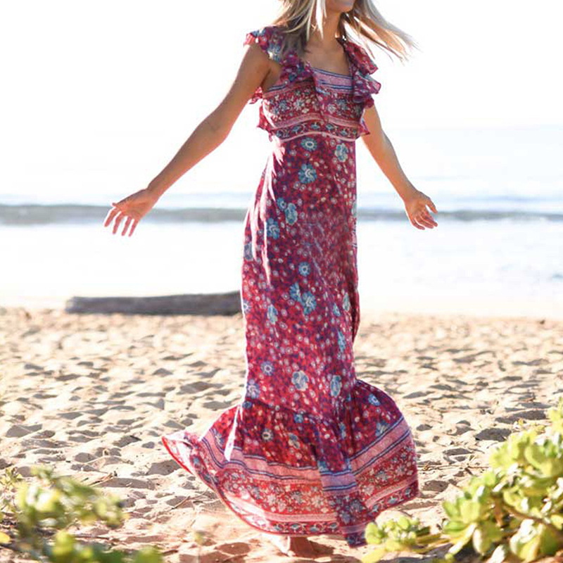 Floral Casual Boho Vacation Dresses wearshes