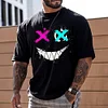 Men's Fashion Smiley Print Short Sleeve T-Shirt Casual Crew Neck Top by Inlyline