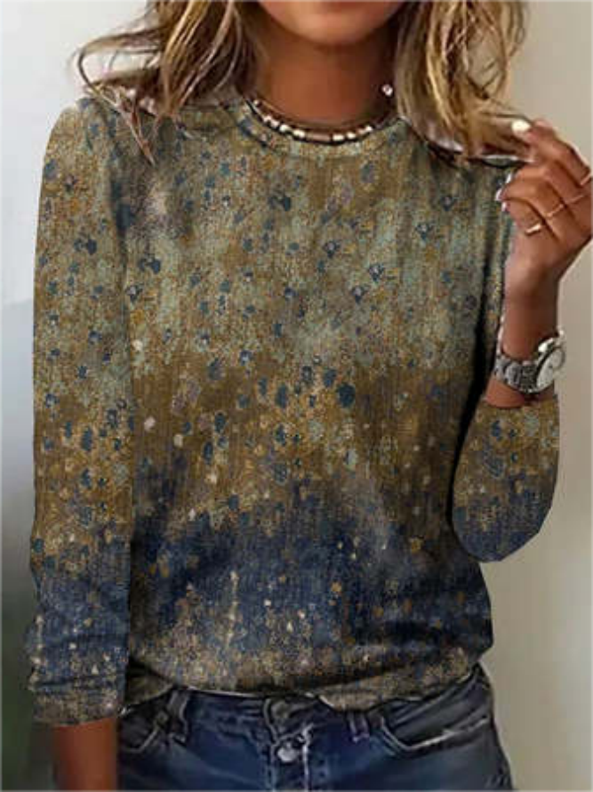 Women's Casual T-Shirt Regular Fit Crew Neck Long Sleeve Shirt