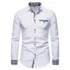 Fashion men's solid color lattice  shirt