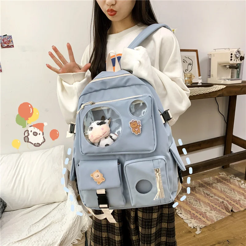 Muti-Pocket Nylon School Bag Backpack PE156