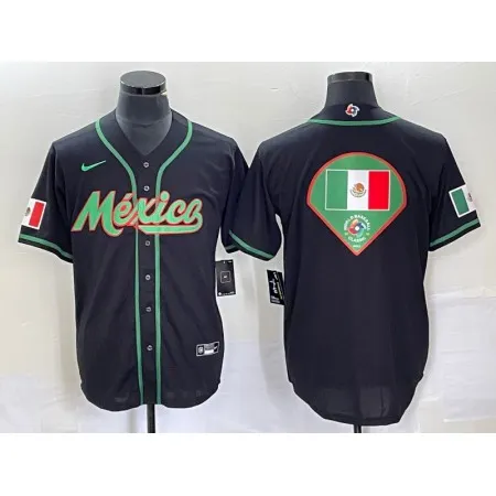 Men's Mexico Baseball 2023 Black World Baseball Classic Team Big Logo Stitched Jersey I0O3