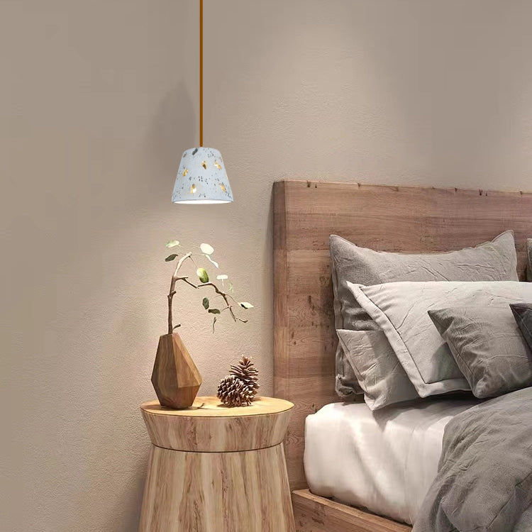 Contemporary Scandinavian Cylinder Cement 1-Light Pendant Light For Living Room