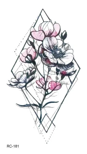 52 Kinds Watercolor Flora Lavender Waterproof Fake Tattoos Temporary Women Arm Chest Ankle Stickers Floral Body Art Tatto Flower