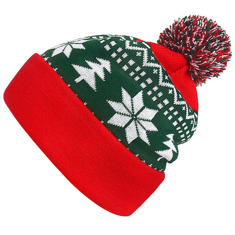 Unisex Christmas Fur Ball Knitted Hat、、URBENIE