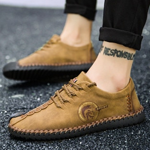 Men's Comfortable Casual Loafers Shoes Split Leather Flats Moccasins Shoes