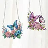 (US Local)2Pcs Butterfly Special Shape Diamond Painting Hanging Pendants for Wall Window Decor