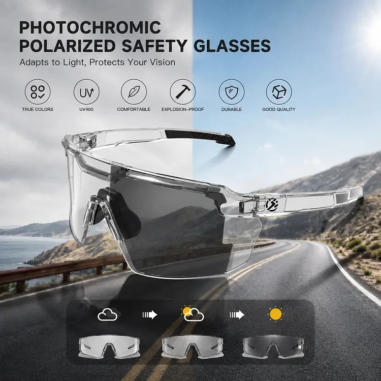 ☀️UV400 Photochromic Polarized Safety Glasses &ndash; 🥇Impact Resistant Outdoor Sports & Work Eyewear 