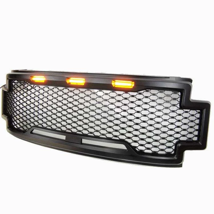 Stunningmore Upgrade Pickup Vertical Black Grille Front Hood Bumper Grill with LED lights DRL Fit For Ford F250 2017-2020 ITN Auto