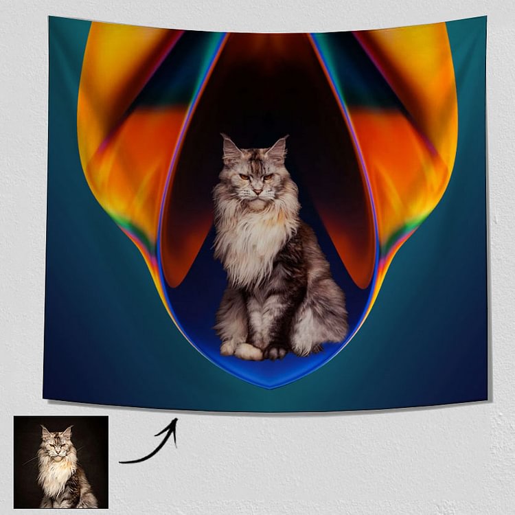 Custom Lovly Cat Tapestry | Pet KittenTapestry | Custom Pet Tapestry | Indoor Pet Wall Tapestry | Home Decor Cute  Kitten Tapestry | Custom Pet Portrait Tapestry