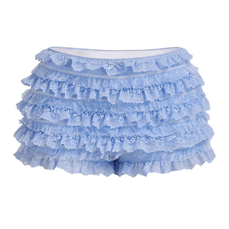 Lazycackle Ladies Multi-layers Frill Hem Shorts Women Low Rise Tierred Lace Pettipants 00s 90s Vintage Cute Shorts Knickers Pants Clubwear
