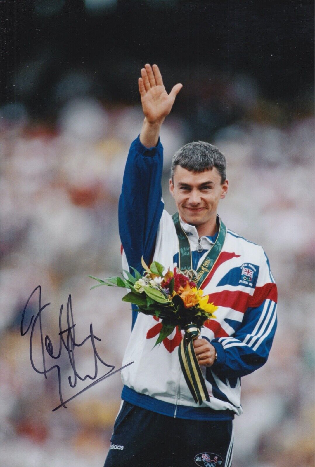 JONATHAN EDWARDS HAND SIGNED 12X8 Photo Poster painting OLYMPICS AUTOGRAPH 1996 ATLANTA