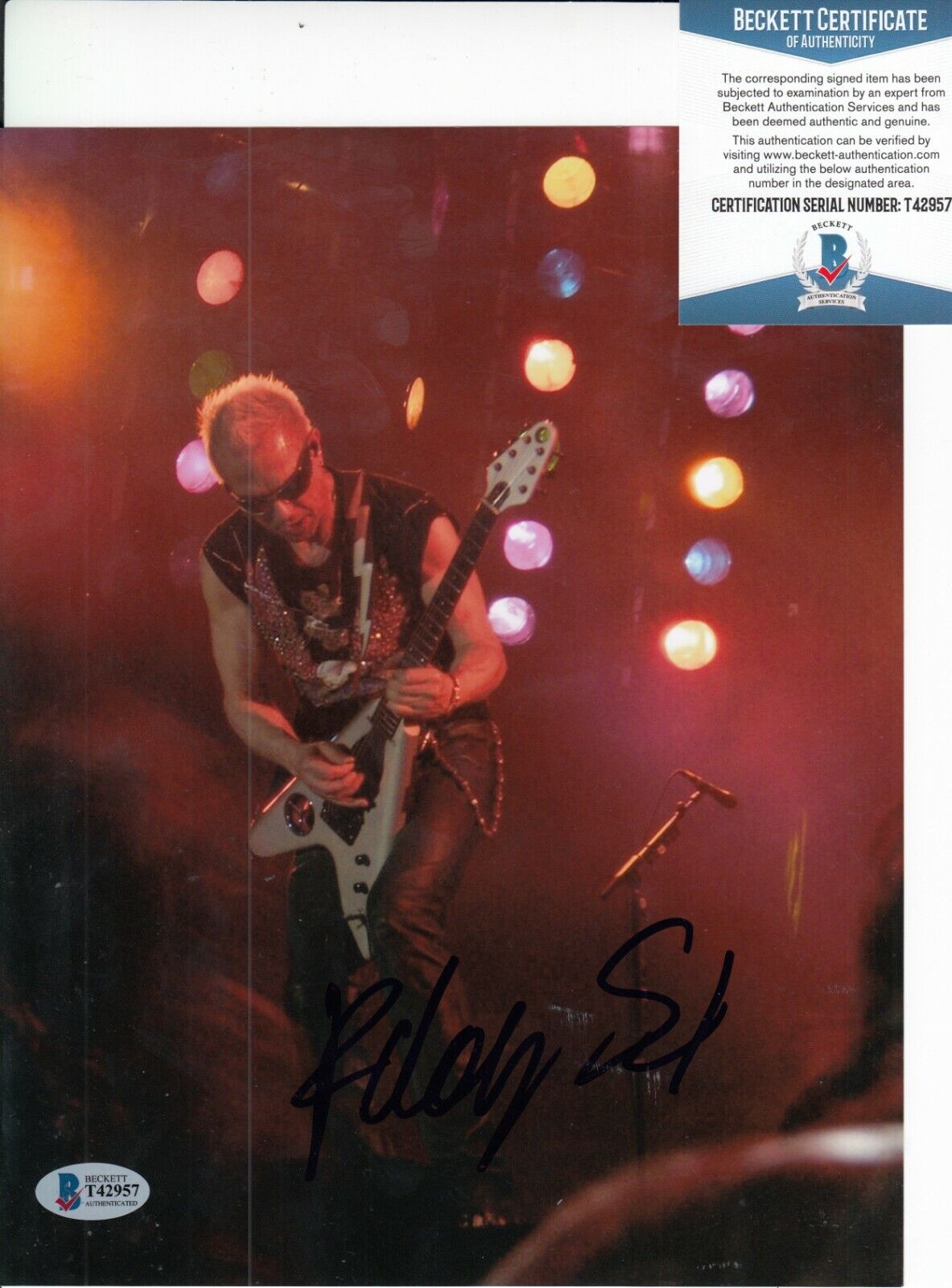 RUDOLF SCHENKER signed (SCORPIONS) Rock You Like a Hurricane 8X10 BECKETT T42957