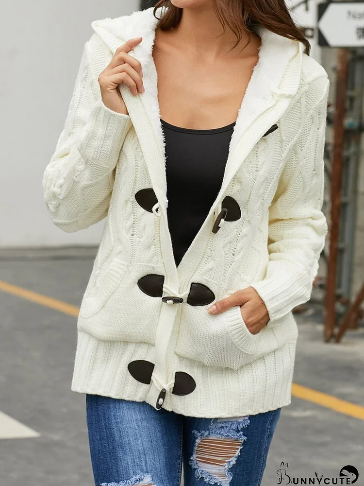 Cozy White Faux Fur Hooded Sweater Coat