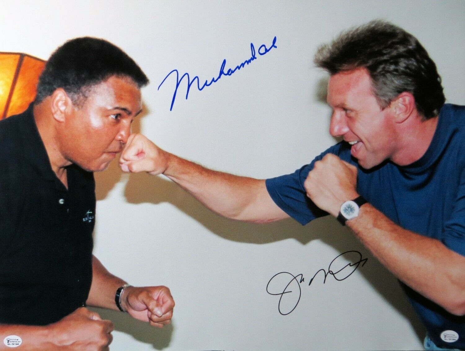 Muhammad Ali Joe Montana Signed Autographed 16X20 Photo Poster painting Punch Pose OA 7811545