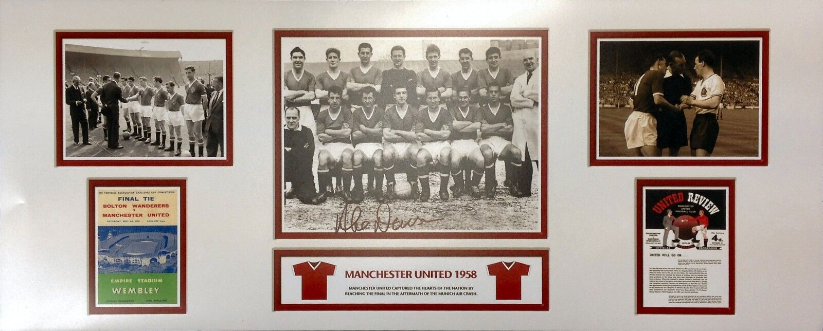 ALEX DAWSON SIGNED MANCHESTER UNITED 30x12 Photo Poster painting 1958 BUSBY BABES COA & PROOF