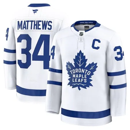 Youth Toronto Maple Leafs #34 Auston Matthews  White Captain Patch Away Jersey