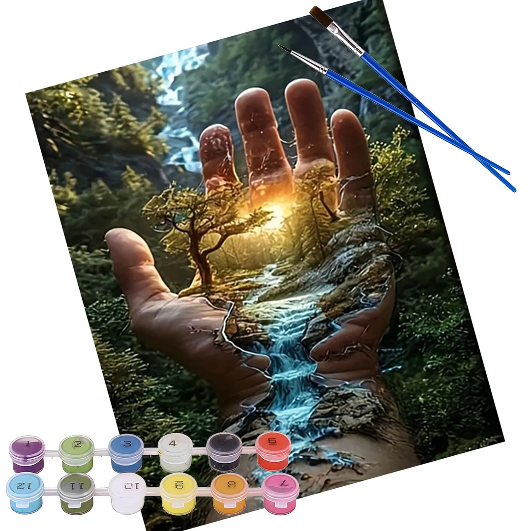 Hand Scenery DIY Paint By Numbers Kit on Canvas 40x50cm Without Frame Paint by Numbers Kits Drawing Paintwork for Beginners Adults Gift Home Wall Decor