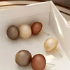Simple Matte Texture Brown Pearl Earrings