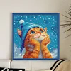 (US Only)Cat Printed Cross Stitch Kit 40x40cm DIY 14CT Thread Art Needlework Home Decor