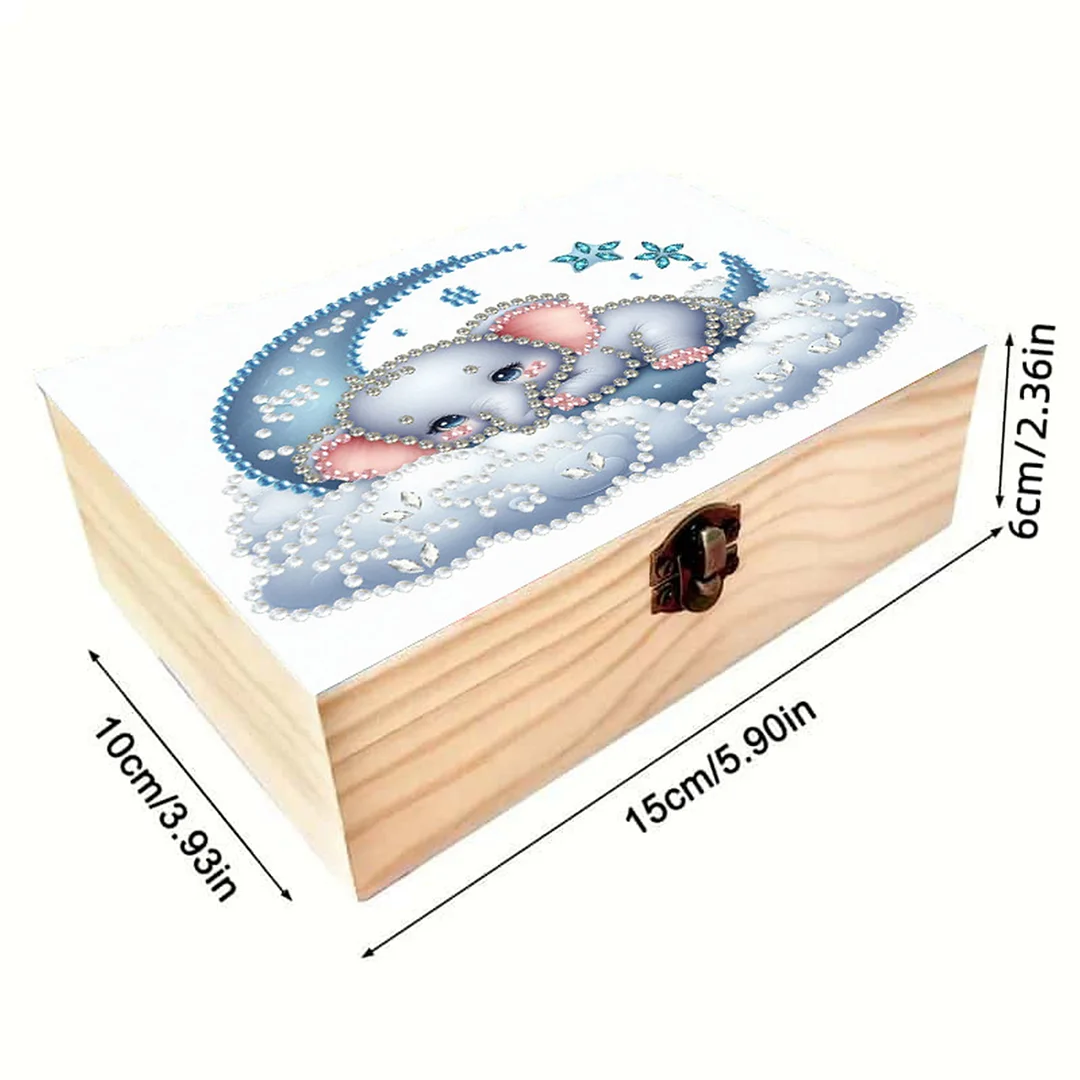 Elephant DIY Wooden 5D Diamond Art Diamond Art Storage Box for Adults Gifts Desk