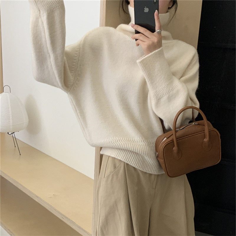 Aiertu 2000s fashion Autumn and Winter Korean Style Turtleneck Sweater Women's New Loose All-Match Pullover Solid Color Sweater Inner Lazy Top Women aiertu
