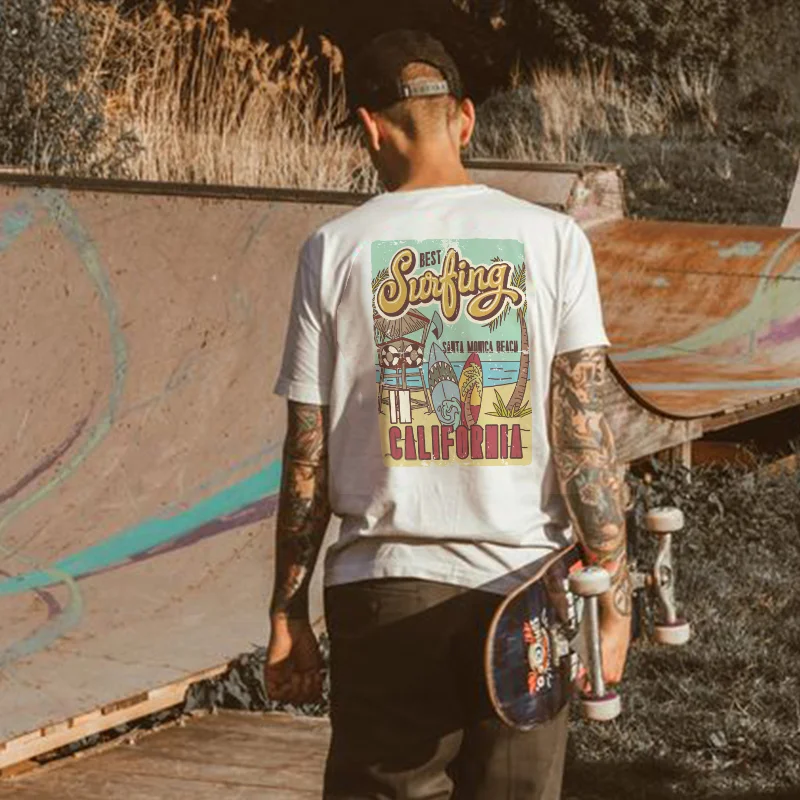 Best Surfing California Print Vacation T-shirt