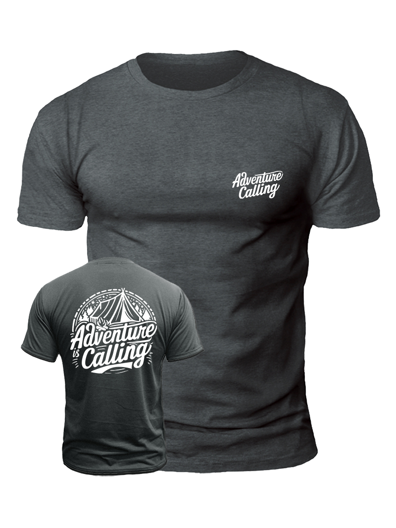 Men's Adventure Calling Print Casual Short Sleeve T-shirt
