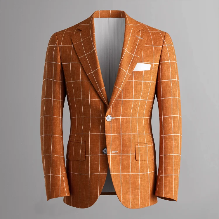 Okaywear Plaid Notched Lapel Two Button Chest Pocket Blazer 