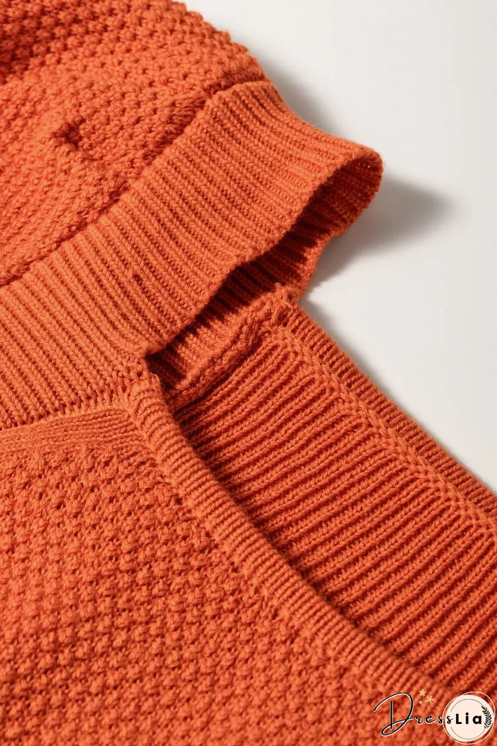 Golden Textured Knit Puff Sleeve Square Neck Sweater