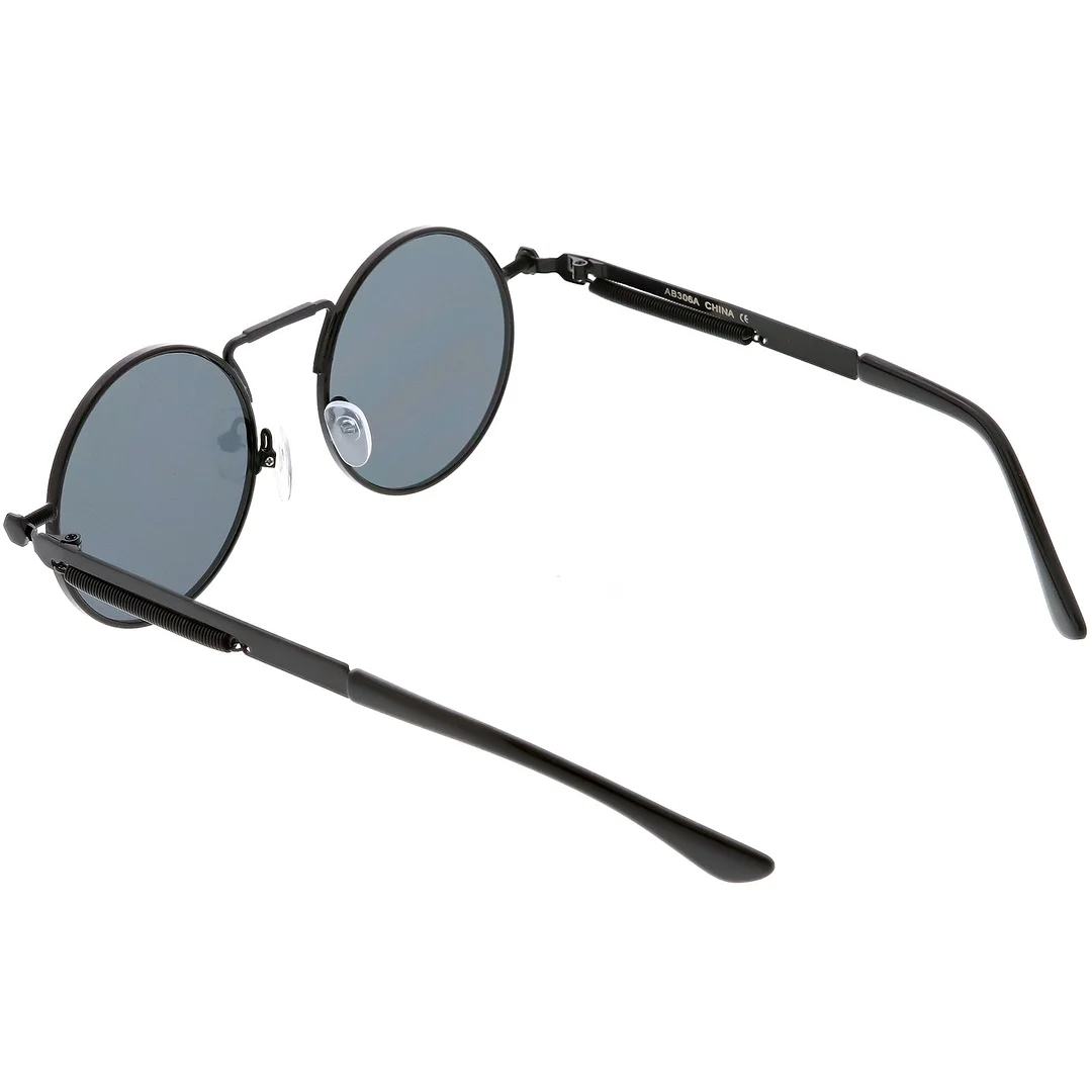 Modern Steampunk Circle glasses Unique Nose Piece Flat Lens 49mm