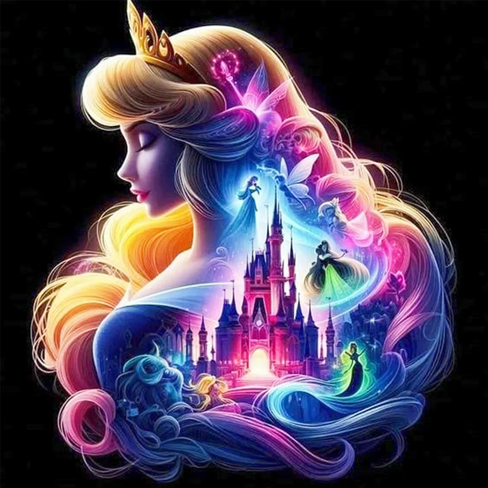 Diamond Painting - Full Square Drill - Princess Forest Silhouette(Canvas|35*35cm)