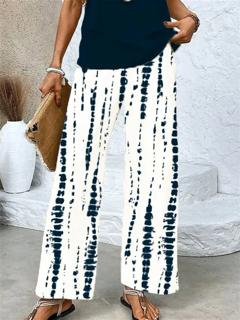 Women's Sleeveless Square Collar Striped Graphic Printed Casual Set