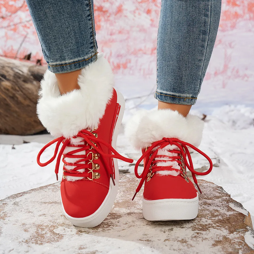 Breakj Breakj The Autumn And Winter Of 2025, The New Large-Size Fur-Snow Boots Are Taut With Thick-Bottomed Round Head Ladies Cotton.
