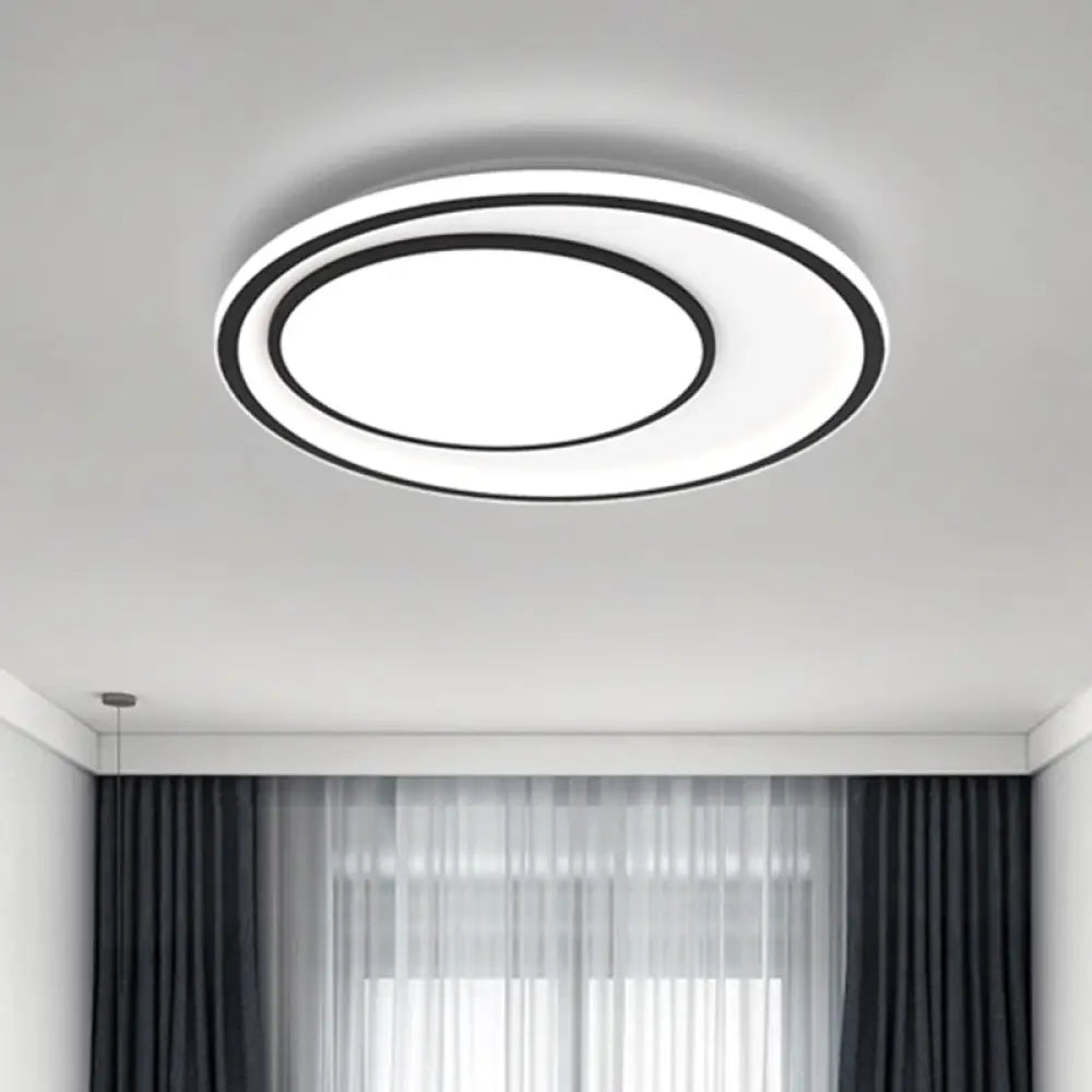Nordic Led Flushmount Lighting Metal Round Ceiling Flush Mount In Black 16.5&rsquo;/20.5&rsquo; Width