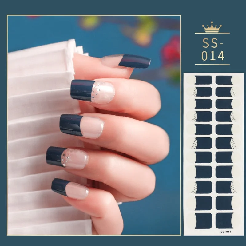 22Tips Colorful Nail Stickers Nail Accesoires Full Cover Stickers for Nails Self Adhesive Nail Art Nails Sticker Designer Shiny