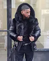 Men's Thick Leather Motorcycle Fur Hood Jacket Coat