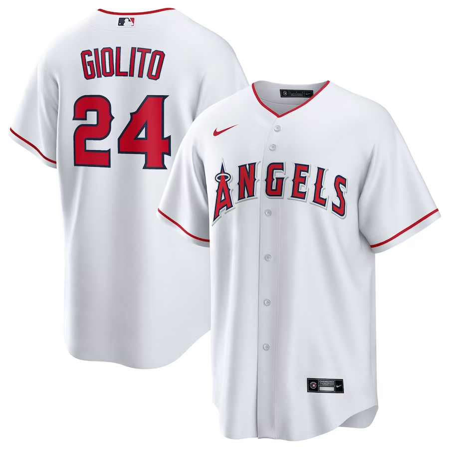 Men's Los Angeles Angels Lucas Giolito #24 White Home Replica Player Jersey mysite