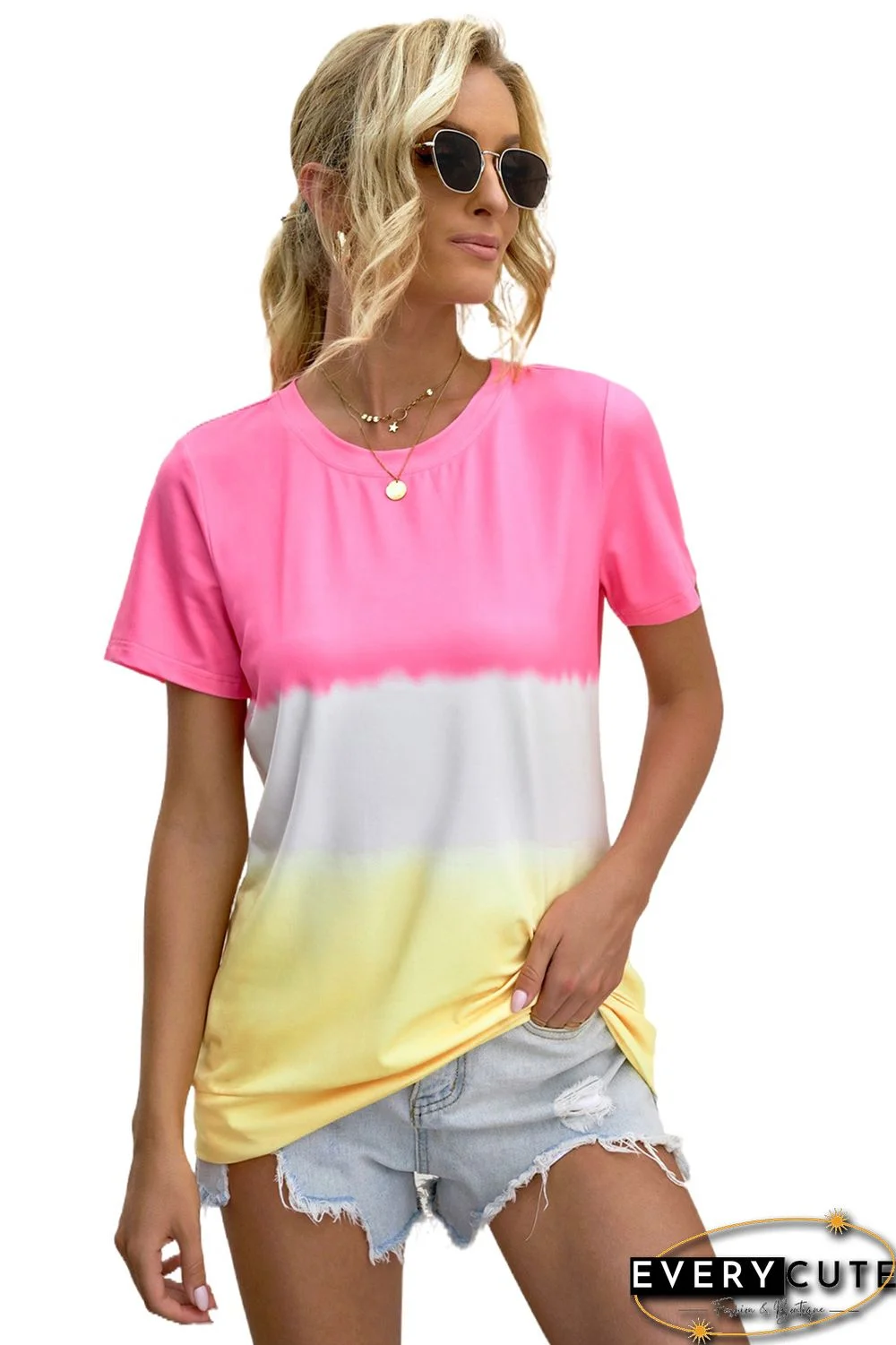 Pink Accent Colorblock T-shirt