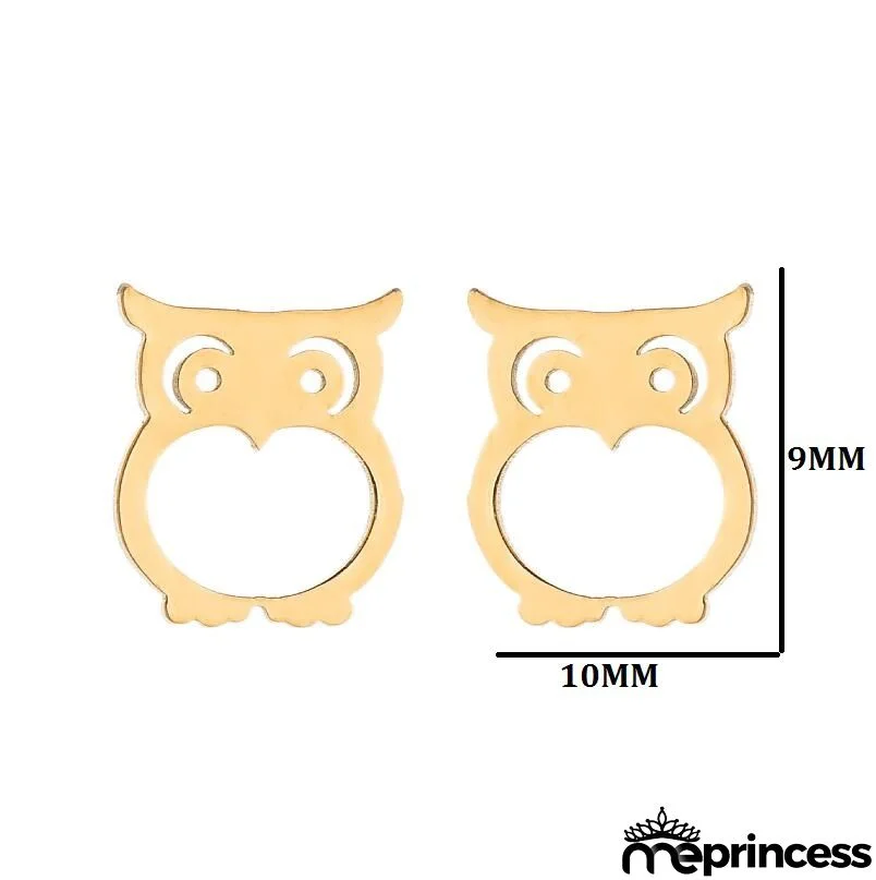 Women Fashion Hollow Eagle Owl Snake Dolphin Bee Giraffe Elephant Dog Cat Rabbit Fish Bird Penguim Stainless Steel Stud Earrings