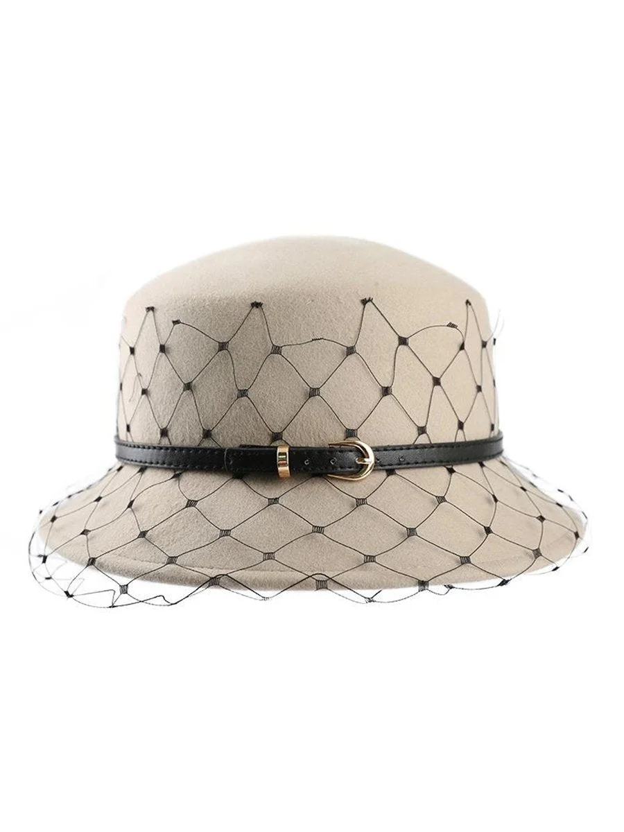 Women's Hats Retro Banquet Headdress Mesh Patchwork Belt Top Hats