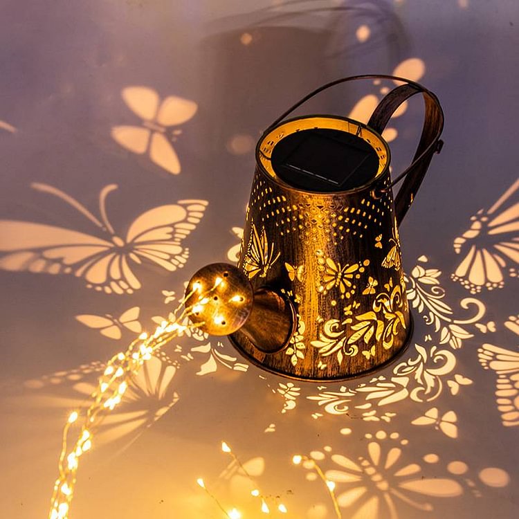 Butterfly Pattern Iron Solar Kettle Light