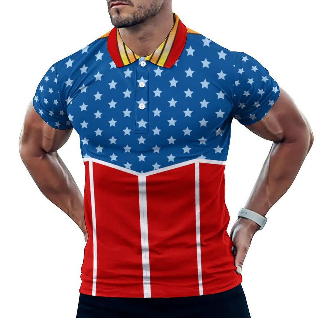 Wonder Woman Fight For Peace Mens Short Sleeve Casual Slim Fit Golf Polo Shirts Classic Cut Print Retro Large Size Polo T Shirt
