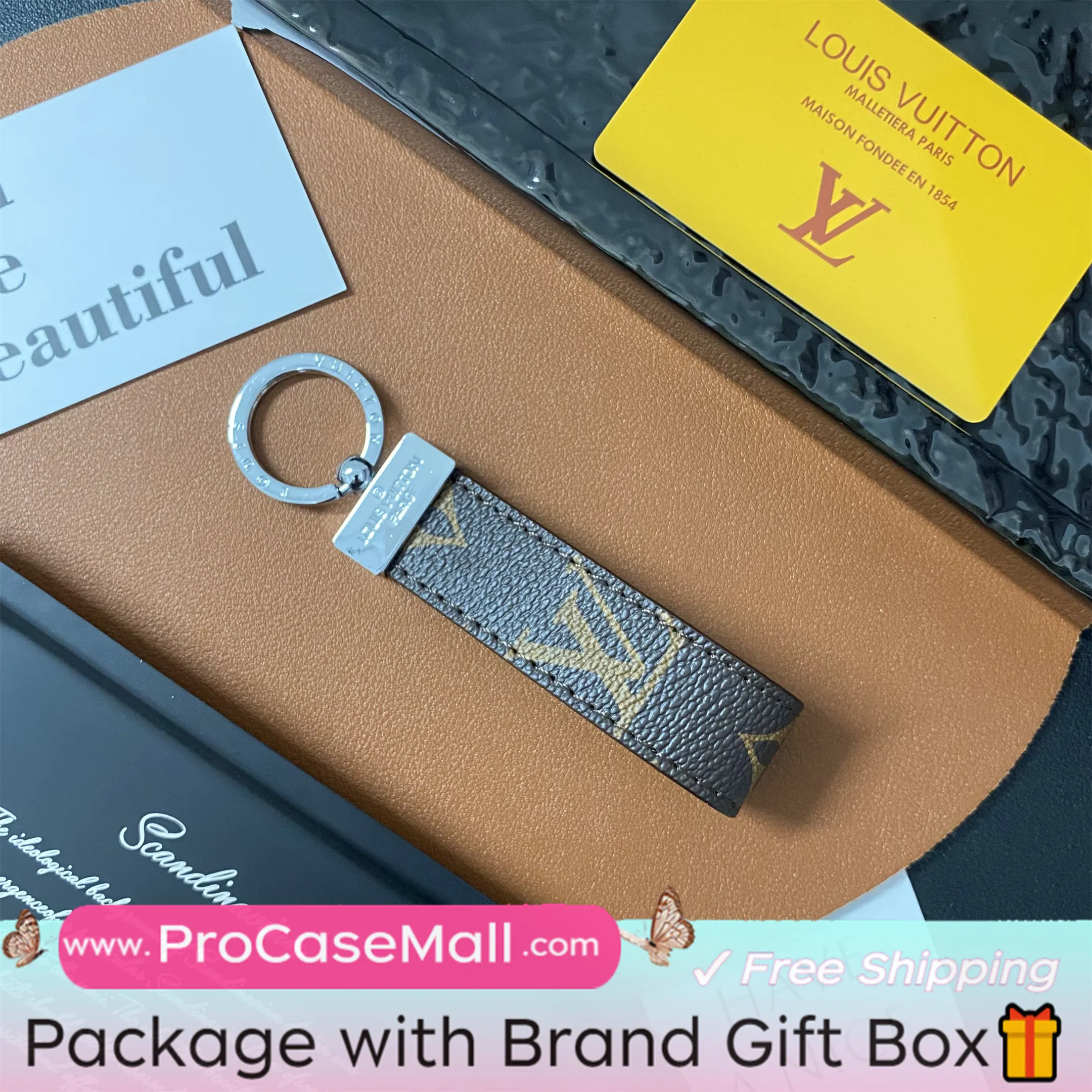 Louis Vuitton Keychain Canvas Checkerboard Leather Fashion Accessories