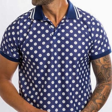 Polka Dot Short Sleeve Polo Shirt-Compassnice®