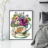 (Stamped/Counted) Flowers In Tea Cup - 18CT Cross Stitch 20*25cm/7.87*9.84in