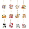 12-teiliger Katzen-DIY-Doppelseiten-Diamant-Schl&uuml;sselring f&uuml;r Erwachsene als Geburtstagsgeschenke