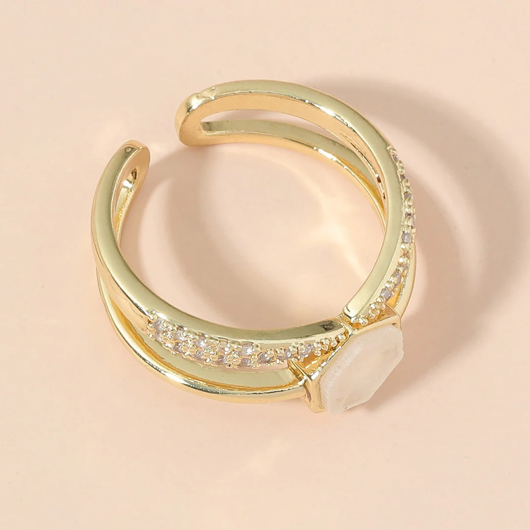 Zirconia Geometric Gold-Plated Ring
